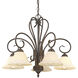 Homestead 5 Light 25 inch Rubbed Bronze Nook Chandelier Ceiling Light in Tea Stone Glass